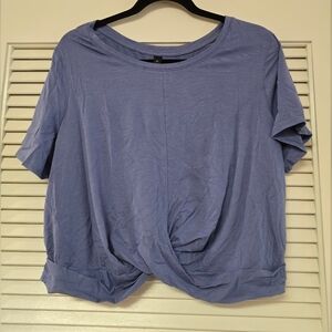 Coreio - (NWT) (Plus-Size) Blue Short-Sleeve Activewear Crop Top